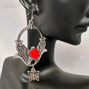 nOir Jewelry | Rose Butterfly Circle Earrings | NWT